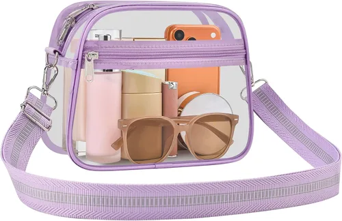 Vista 36 de Bolsa transparente para eventos de estadio, bolsa transparente para mujer, bolsa cruzada, correa de hombro ajustable para conciertos, deportes