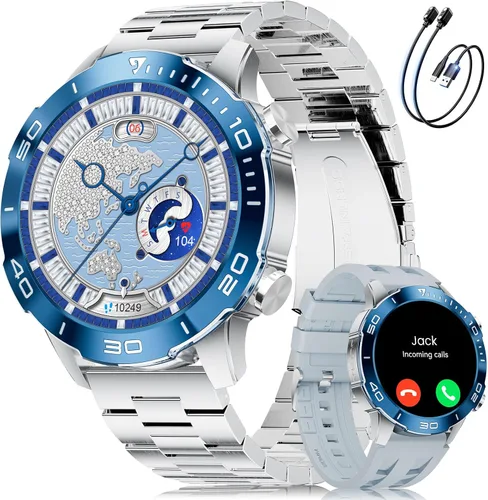 Vista 9 de Smart Watches for Men Luxury for Android iPhone/50 Day Battery,Fitness Watch with Heart Rate/Blood Pressure/Sleep Monitor,Men's Smartwatch Amoled