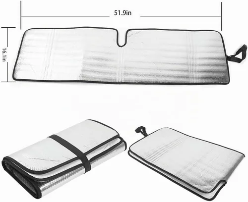 Vista 3 de Parasol para parabrisas compatible con Jeep Wrangler Rubicon Sahara TJ JK JKU de 2 puertas y 4 puertas, protector de calor, parabrisas, visera
