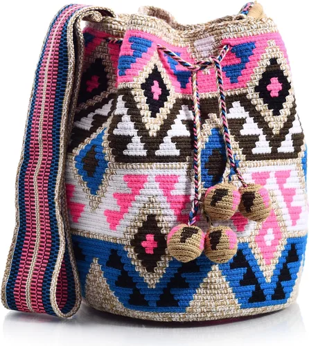 Vista 2 de WYOU Designer Collection, Handwoven Hobo Bucket Bag in Wayuu Crochet