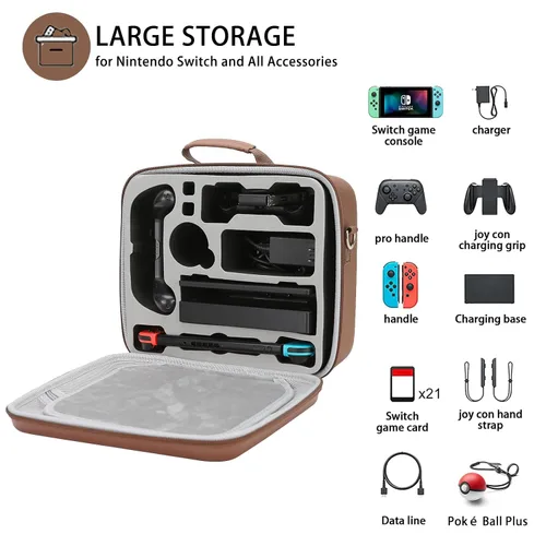 Vista 2 de Pokemon Eevee Large Carrying Storage Case for Nintendo SwitchOLED Model with Shoulder Strap - Hard Travel Messenger Bag for Switch Console, Pro