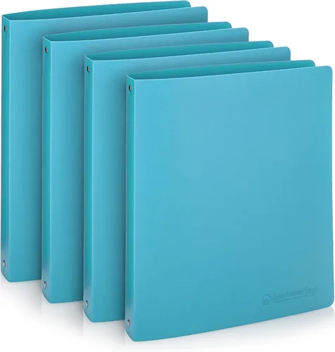Vista 12 de Carpeta económica de 3 anillos redondos de 1 pulgada, con capacidad para 175 hojas, flexible, ligera, paquete de 4, apertura lateral, color negro