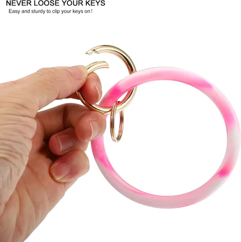 Vista 5 de VOCOSTE Llavero de pulsera llavero de silicona para mujer llavero redondo