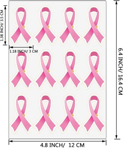 Vista 2 de 300 calcomanías de cinta rosa para concientización sobre el cáncer de mama, calcomanías de concientización sobre el cáncer de mama, casco