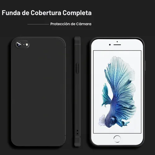 Vista 4 de TENOC Funda para iPhone 6 y iPhone 6s, Funda negra con amortiguador protector antihuellas mate para 4.7 pulgadas