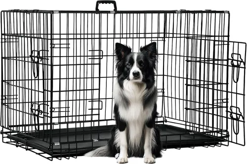 Vista 38 de [Usado] FDW Jaula para perros pequeños de 24 pulgadas plegable de metal con alambre para mascotas, doble puerta con panel divisor para interiores