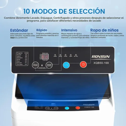 Vista 4 de Bonnlo - Lavadora completamente automática de 17.8 libras, lavadora portátil 2 en 1, lavadora de carga superior y secadora giratoria con bomba