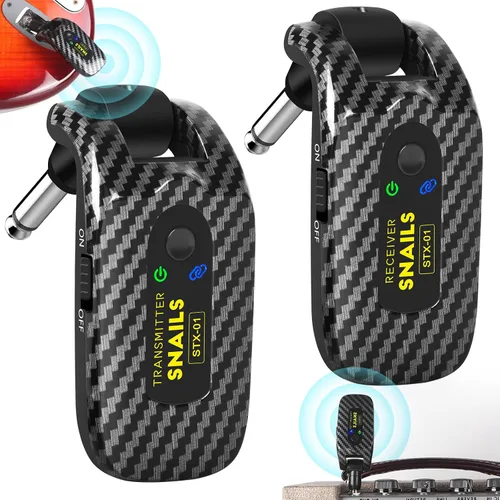 Vista 10 de Sistema de guitarra inalámbrica de 2.4 GHZ, receptor transmisor de guitarra digital inalámbrico recargable con 4 canales y más de 10 horas de Azul