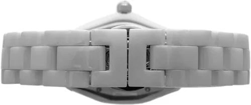 Vista 2 de Peugeot Reloj de pulsera de cerámica para mujer con bisel de cristal y pulsera de eslabones