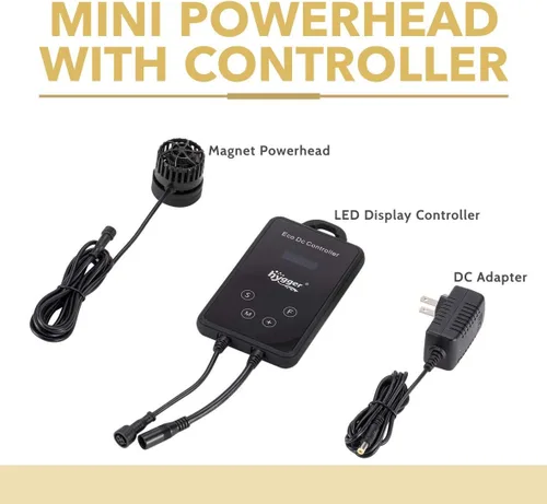 Vista 6 de hygger Mini Wave Maker - Cabezal magnético de CC para acuario con controlador de pantalla LED para tanque de agua salada, bomba de circulación