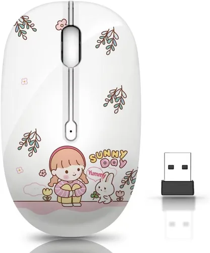 Vista 16 de JUHOO Ratón inalámbrico con nano receptor para PC, laptop, notebook, computadora, MacBook, menos ruido, ratones ópticos portátiles y móviles