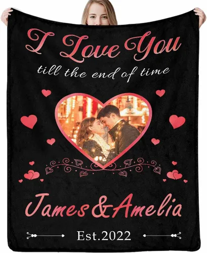 Vista 12 de D-Story Manta personalizada con fotos con cualquier texto - Mantas con imágenes personalizadas para Navidad, cumpleaños, regalos para parejas