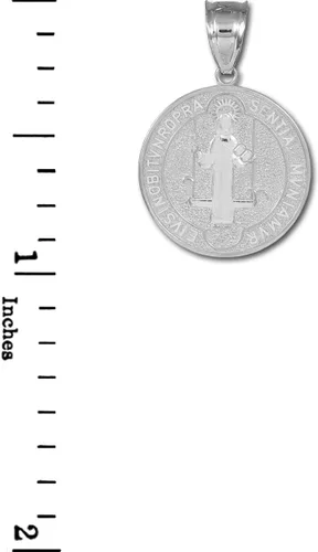 Vista 3 de Collar con colgante de plata de ley 925 con medalla de San Benito (0.60 pulgadas de diámetro)