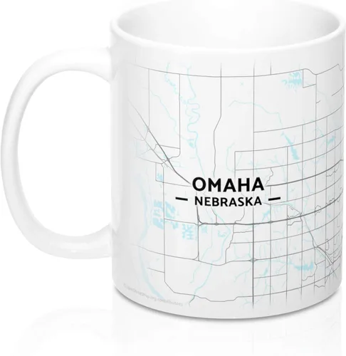 Vista 3 de Omaha, Nebraska NE Map Mug (11 oz)