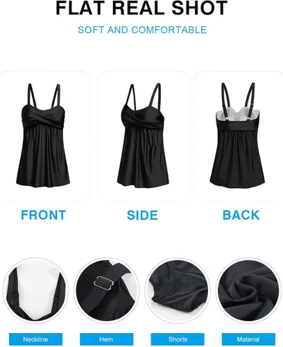 Vista 5 de Aleumdr - Traje de baño para mujer con camiseta sin mangas fruncida y bragas triangulares