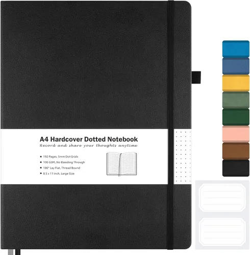 Vista 8 de Cuaderno de papel cuadriculado, cuaderno de tapa dura de 8.5 x 11, cuaderno de cuadrícula para mujeres, hombres, diarios grandes de cuero