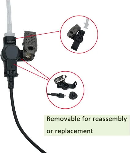 Vista 4 de Auricular de tubo acústico encubierto de 2 cables con micrófono PTT compatible con Motorola Ht1250 Ht750 HT1550 GP328 GP330 GP340 GP360 MTX850