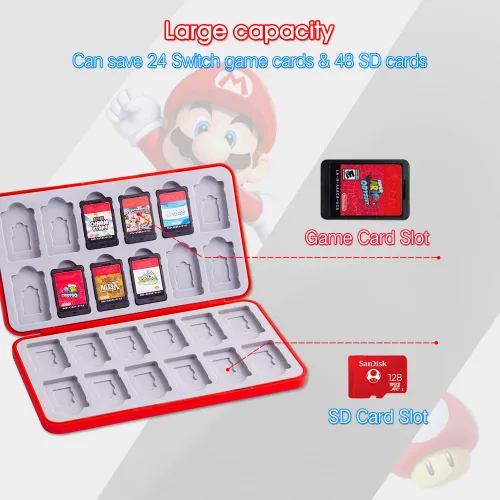 Vista 104 de PERFECTSIGHT Switch Game Case Compatible with Nintendo Switch Game Holder for Switch OLED/ Lite Game Card Case Cartridge with 24 Slots Game Card