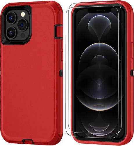 Vista 7 de Jshru para iPhone XR Funda con [2 Pack] Protector de Pantalla HD, [Grado Militar] 3-en-1 Resistente Protector de Cuerpo Completo a Prueba de Negro