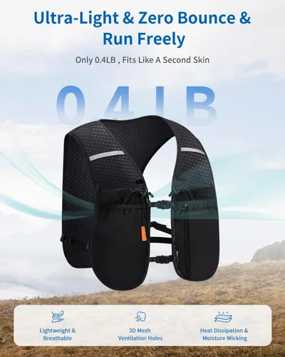 Vista 2 de ECOHUB Mochila de hidratación para correr, mochila ligera de hidratación para senderismo, ciclismo, maratón, mochila para mujeres y hombres