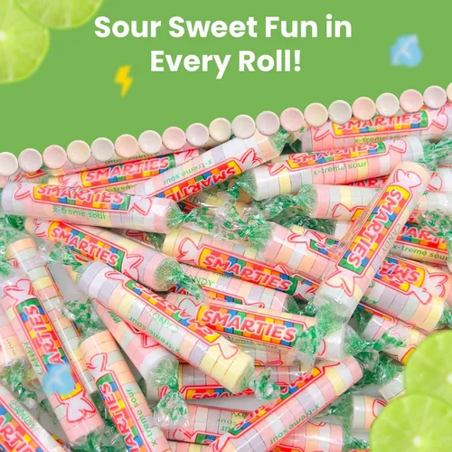 Vista 6 de Smarties X-treme Sour Candies - Caramelos agrios sin gluten, sin maní, sin lácteos, perfectos para fiestas, mezclas de dulces y Halloween, dulces a