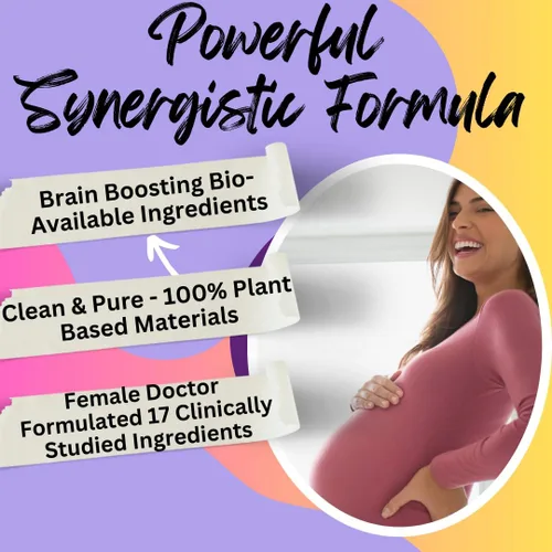 Vista 2 de BioImmune Vitaminas prenatales biodisponibles ultra fuertes para mujeres, ácido fólico folato metilado de origen natural, DHA Omega 3. Apoya