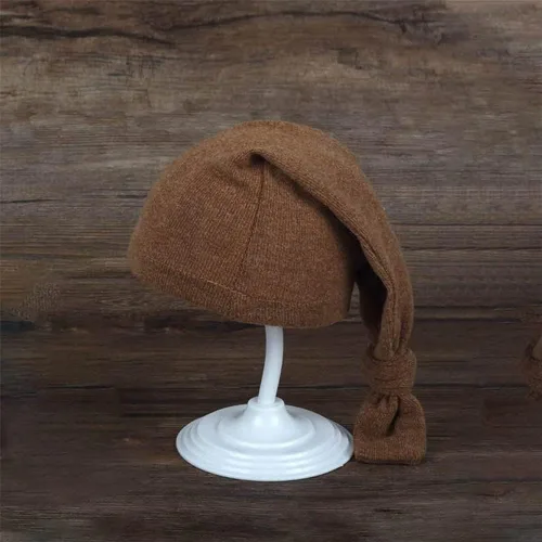 Vista 3 de Conjunto de accesorios de fotografía para bebés recién nacidos sombrero y rebozo ondulado largo para fotografías de niños y niñas