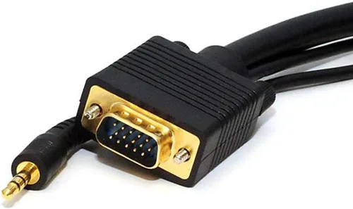Vista 2 de Monoprice Cable de monitor macho-macho VGA/SVGA de 10 pies con audio estéreo y triple blindaje