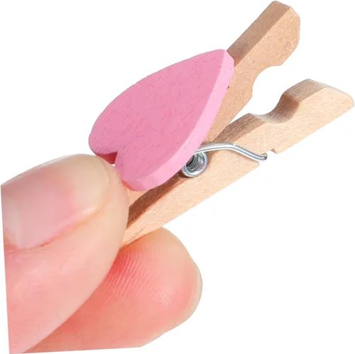 Vista 3 de 50pcs Love Wood Clips Rosa Accesorios para Decoración del Hogar Foto Mini Clips