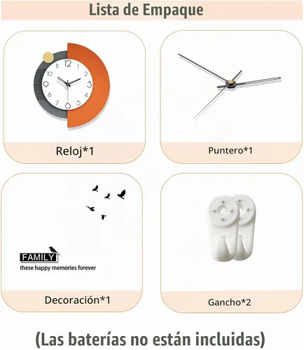 Vista 6 de FLEBLE Relojes de pared modernos para decoración de sala de estar, reloj de pared decorativo grande, funciona con pilas, para dormitorio, oficina
