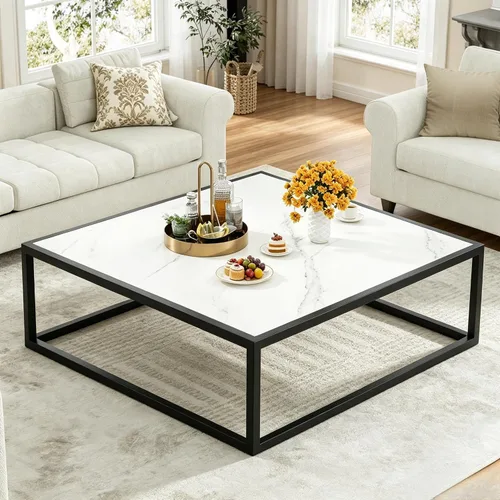 Vista 9 de Mesa de Centro, Mesas de Centro Pequeñas de 23.6", Mesas de Centro Redondas Negras para Sala de Estar, Mesa de Piso para Sentarse en el Suelo, Mesa