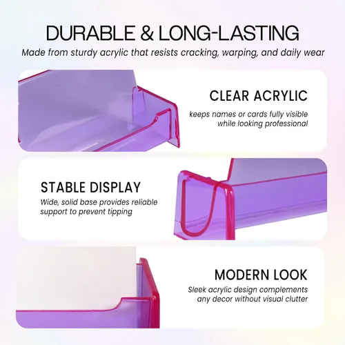 Vista 3 de Beauticom® Soporte de plástico transparente para tarjetas de visita para encimera de escritorio (púrpura transparente, 3 piezas)