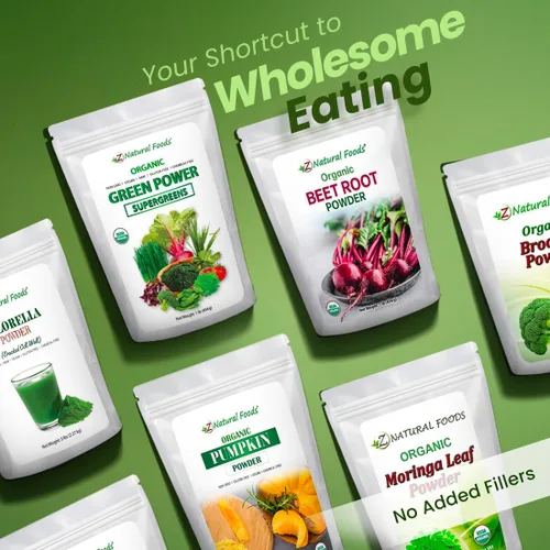 Vista 3 de Z Natural Foods Polvo orgánico de hoja de alfalfa - Hecho en Estados Unidos - Suplemento superalimenticio verde para bebidas, té, batidos, recetas