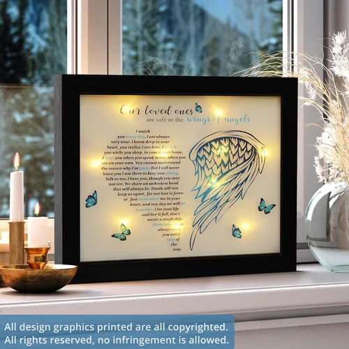 Vista 2 de Caja de sombra LED para regalos conmemorativos, regalo de condolencias en memoria de un ser querido, regalo de recuerdo por pérdida de madre, padre