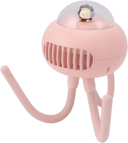 Vista 5 de Baby Stroller Fan, Portable Battery Operated Small Fan with 4 Speed Flexible Bladeless Design, for Camping Travel Stroller
