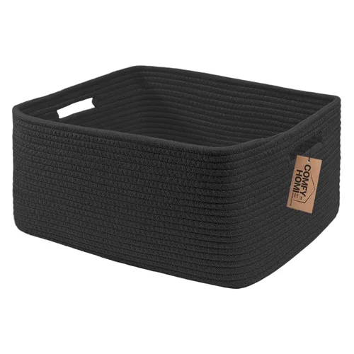 Vista 45 de COMFY-HOMI Cestas de almacenamiento de 11.5 x 7.5 x 4.7 pulgadas para organizar, cesta tejida de cuerda de algodón, caja de almacenamiento de marrón