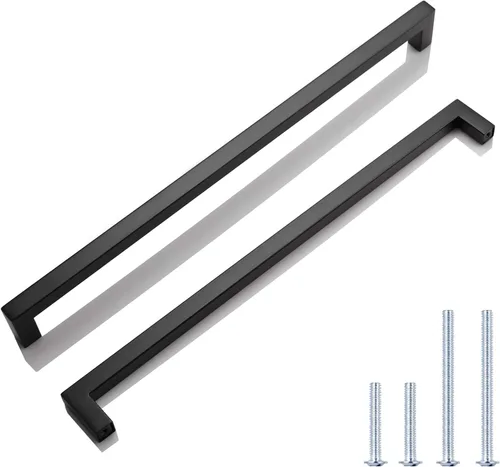 Vista 33 de Juego de manijas de puerta de acero inoxidable de 1/2 de ancho, esquinas cuadradas, para armario de cocina