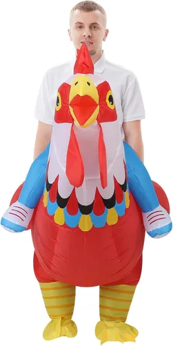 Vista 4 de KABOER Disfraz inflable de gallo para adultos, divertido disfraz de pollo inflable para adultos, Halloween, cosplay, vestido de animales inflables