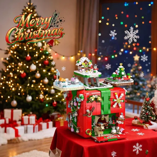 Vista 3 de HoverBots Juego de bloques de construcción de Navidad para adultos, 1873 piezas, juego de juguetes de construcción de Navidad, ladrillos