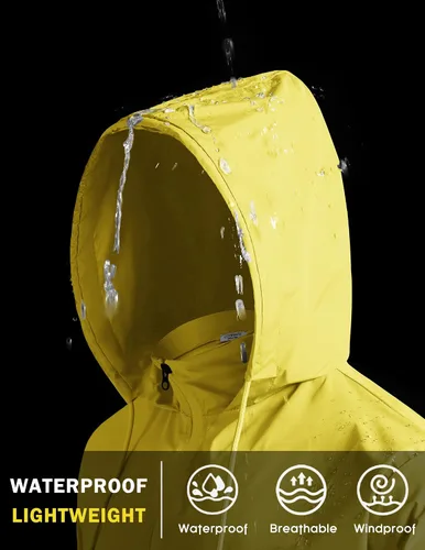 Vista 2 de COOFANDY Chaqueta impermeable para hombre, ligera, impermeable, con capucha, para viajes, senderismo, golf, rompevientos