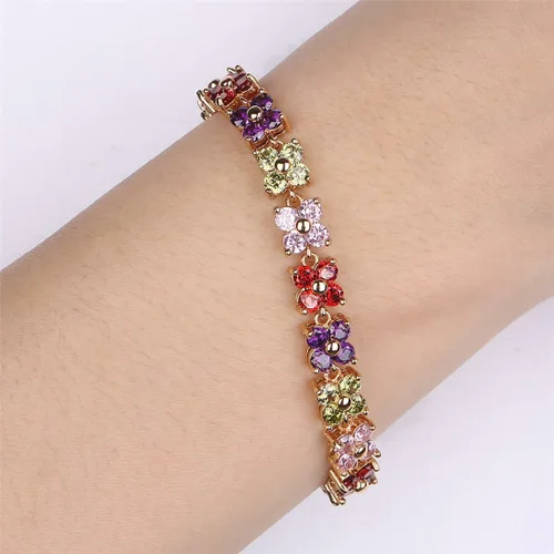 Vista 20 de GULICX - Pulsera de tenis con cristales de Swarovski y cristales redondos chapados en oro