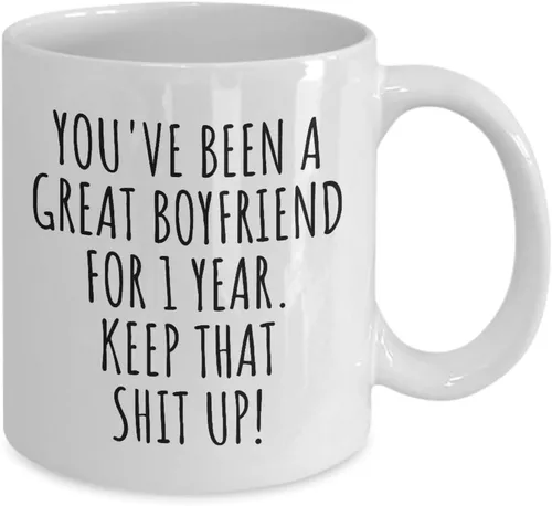 Vista 2 de 1 Año Aniversario Novio Taza Regalo divertido para Bf Él 1er Fechado Primer año Relación Pareja Juntos Café Té Taza