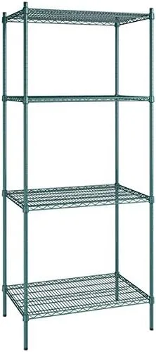 Vista 300 de Kit de 4 estantes de epoxi verde NSF de 21 x 72 pulgadas con postes de 86 pulgadas, estantería de almacenamiento resistente, kit de estantería