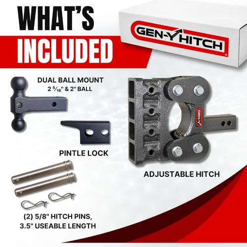 Vista 6 de GEN-Y Hitch Enganche de remolque resistente para receptor de 2.5 pulgadas, caída y elevación de 5 pulgadas con 4 posiciones ajustables, incluye