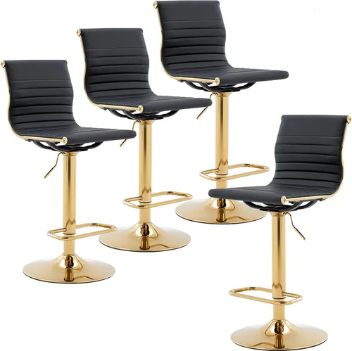 Vista 12 de LZAREAL Juego de 2 taburetes de bar de metal con altura ajustable, diseño moderno de piel sintética blanca sin brazos con base cromada para isla