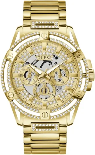Vista 2 de GUESS US - Reloj de corte con diamantes de imitación plateados para hombre, plateado