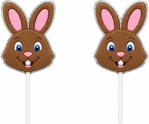 Vista 3 de Molde de caramelo de chocolate con piruleta de conejo de Pascua feliz 884