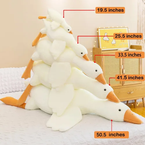 Vista 2 de Almohada de ganso de 19.5 pulgadas con animal de peluche de ganso blanco y cisne (blanco, 19.5")