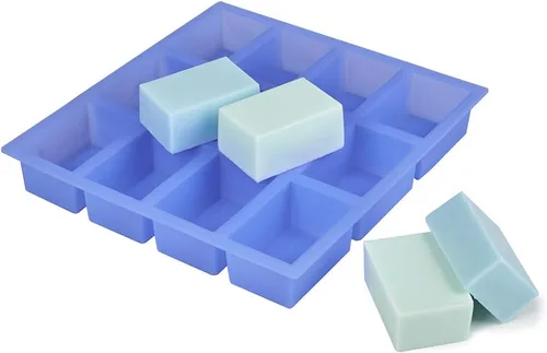 Vista 10 de 6-Cavity Floral Silicone Mold 2-Pack – Flexible DIY Soap, Chocolate, Wax & Resin Mold for Handmade Crafts – Purple & Blue, Non-Stick & Heat Resistant
