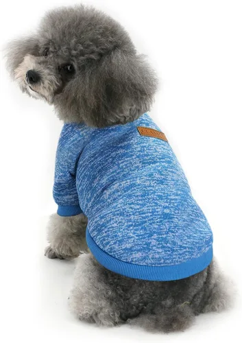 Vista 14 de 2 piezas de suéter clásico de punto para perro Idepet, abrigo de forro polar para perros pequeños y medianos, ropa cálida para perros y gatos